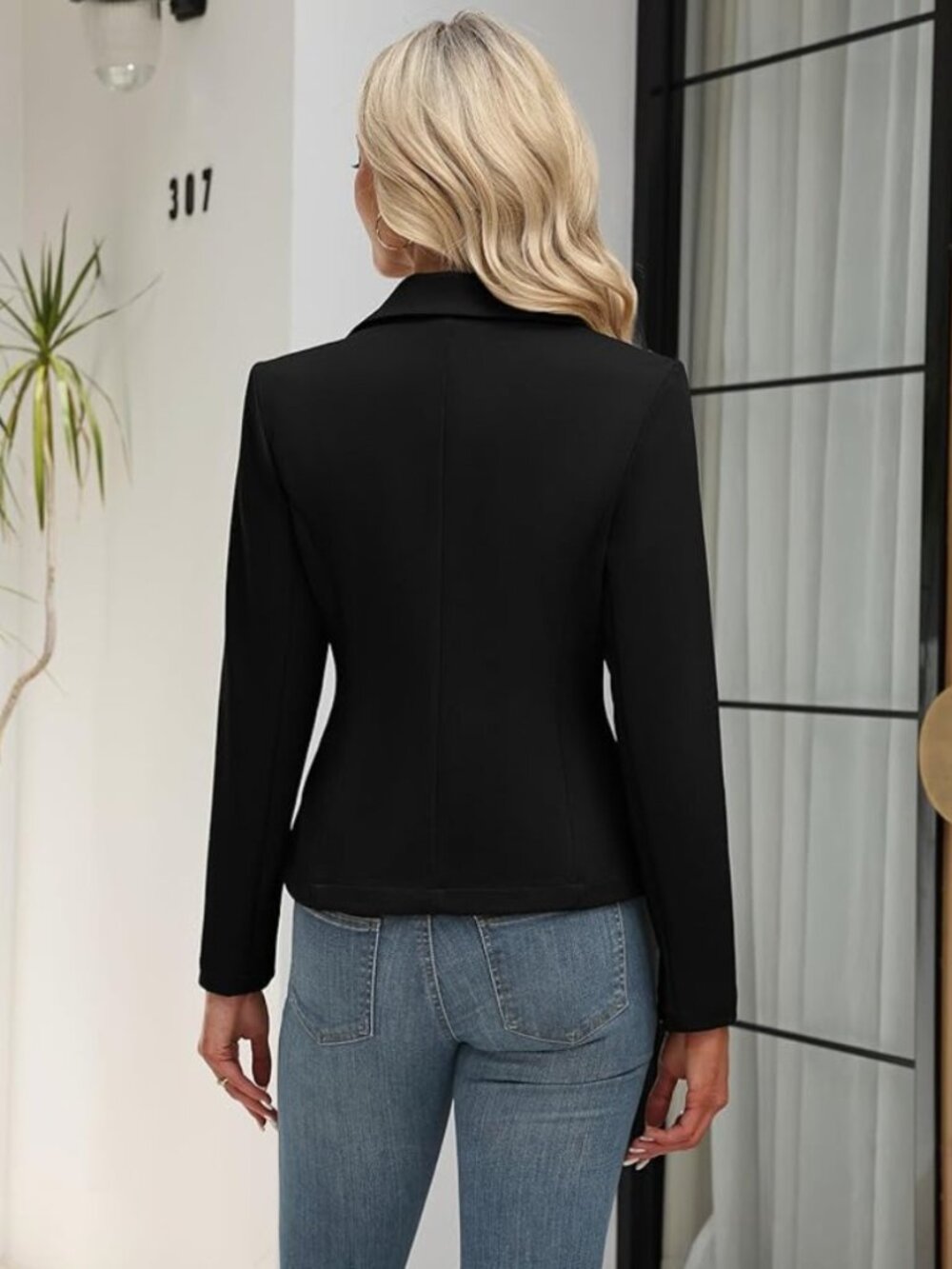 Black Blazer Stretch Slim Fit Suit Jacket Size XL - Picture 2 of 9